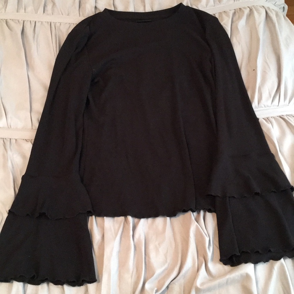 Black bell sleeve top